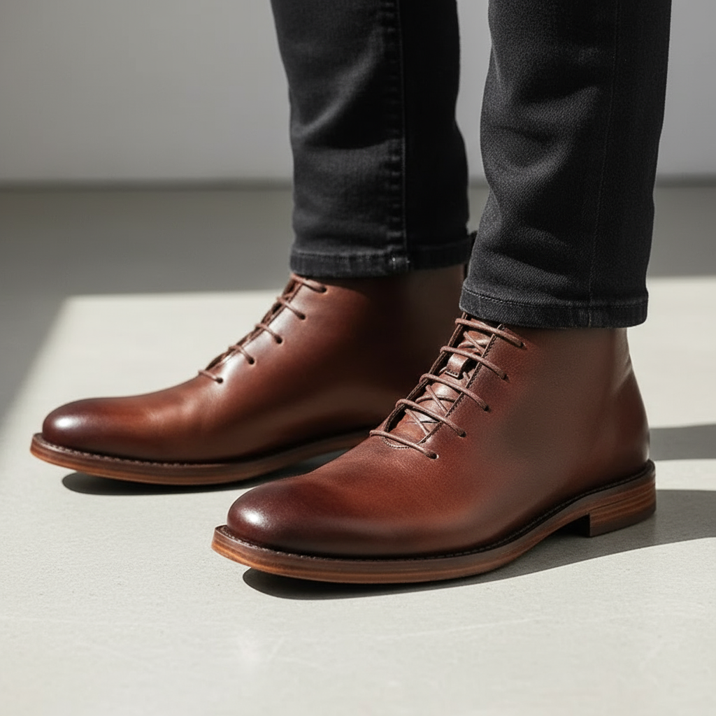 Herren Schnürstiefel knöchelhoch mit runder Spitze – Bild 4