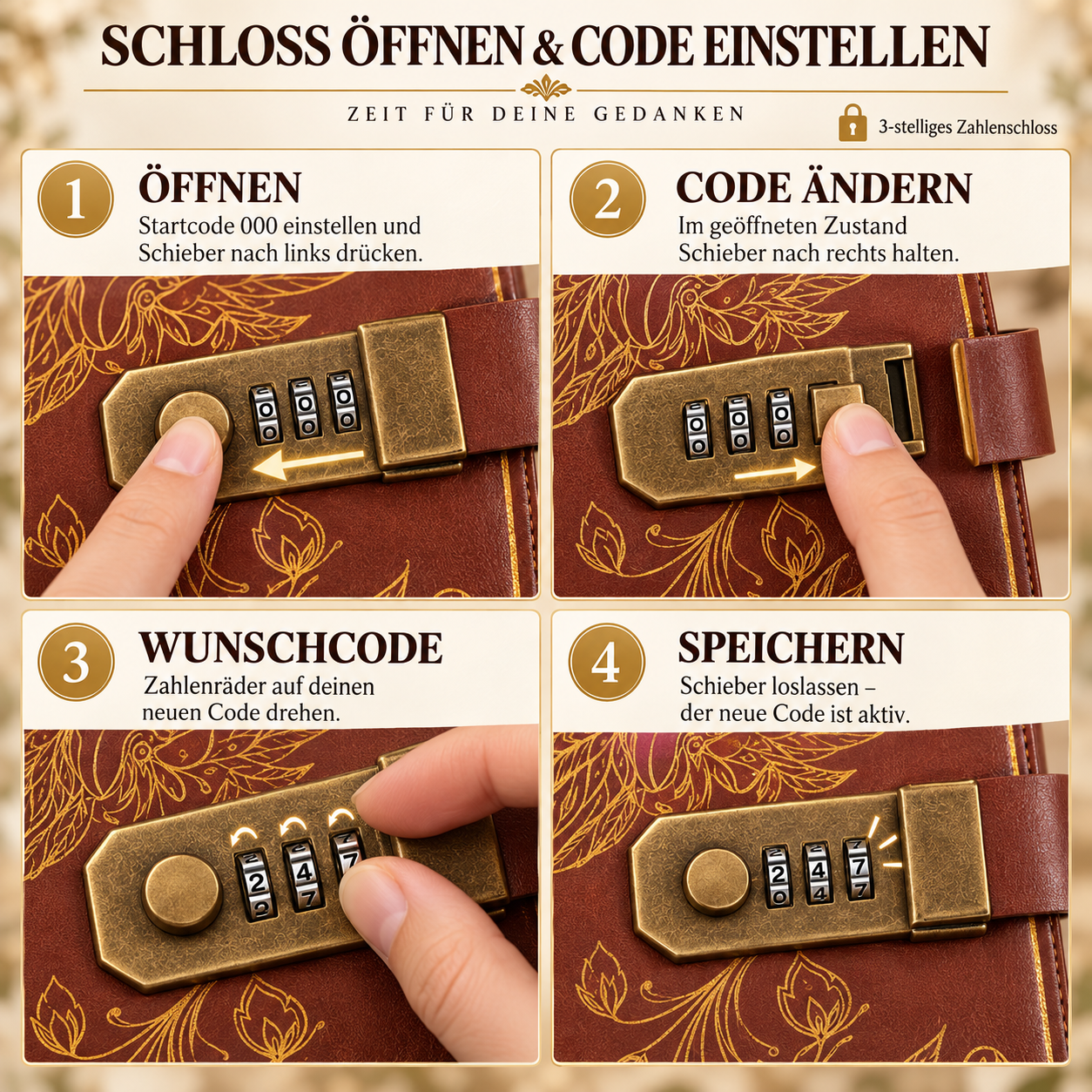 Tagebuch A5 mit Zahlenkombination Vintage PU – Bild 16