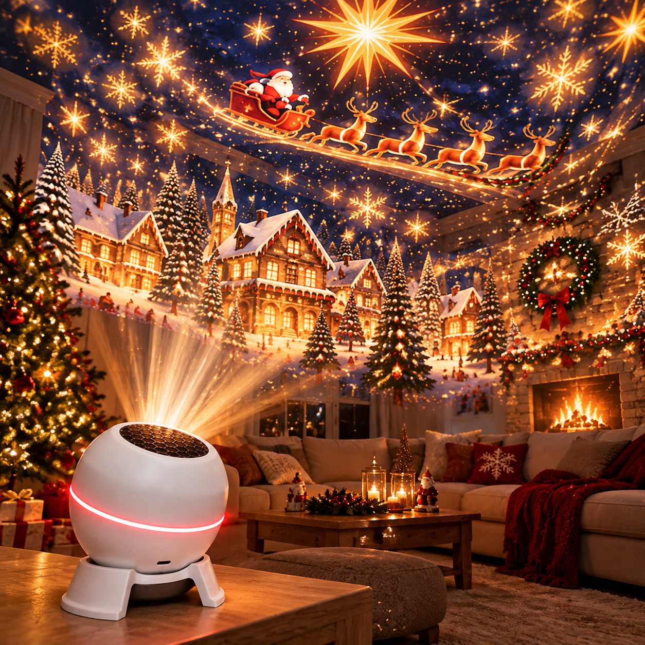 Weihnachtsprojektor mit beweglichen Motiven USB kompakt