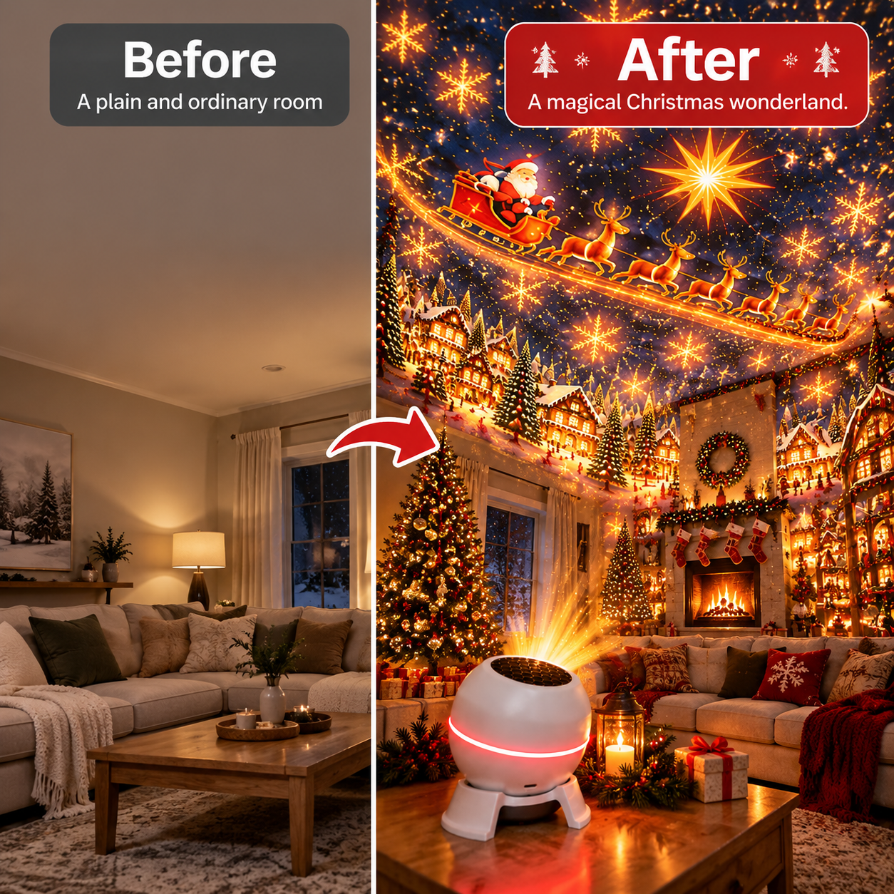 Weihnachtsprojektor mit beweglichen Motiven USB kompakt – Bild 3