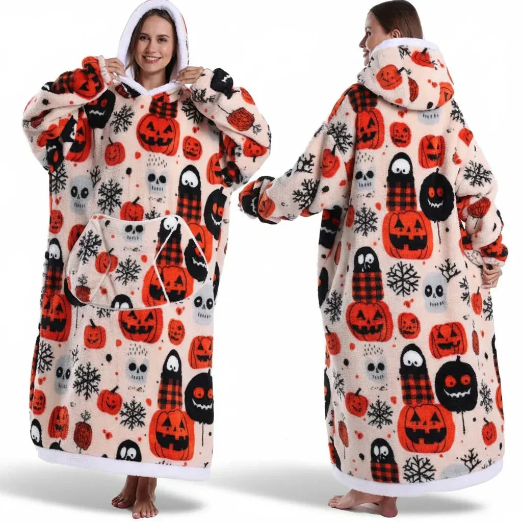 Kuschelhoodie Halloween Doppellagig Sherpa Flanell – Bild 15