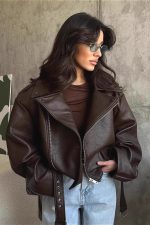 Damen Jacke asymmetrischer Reißverschluss kurzer Schnitt