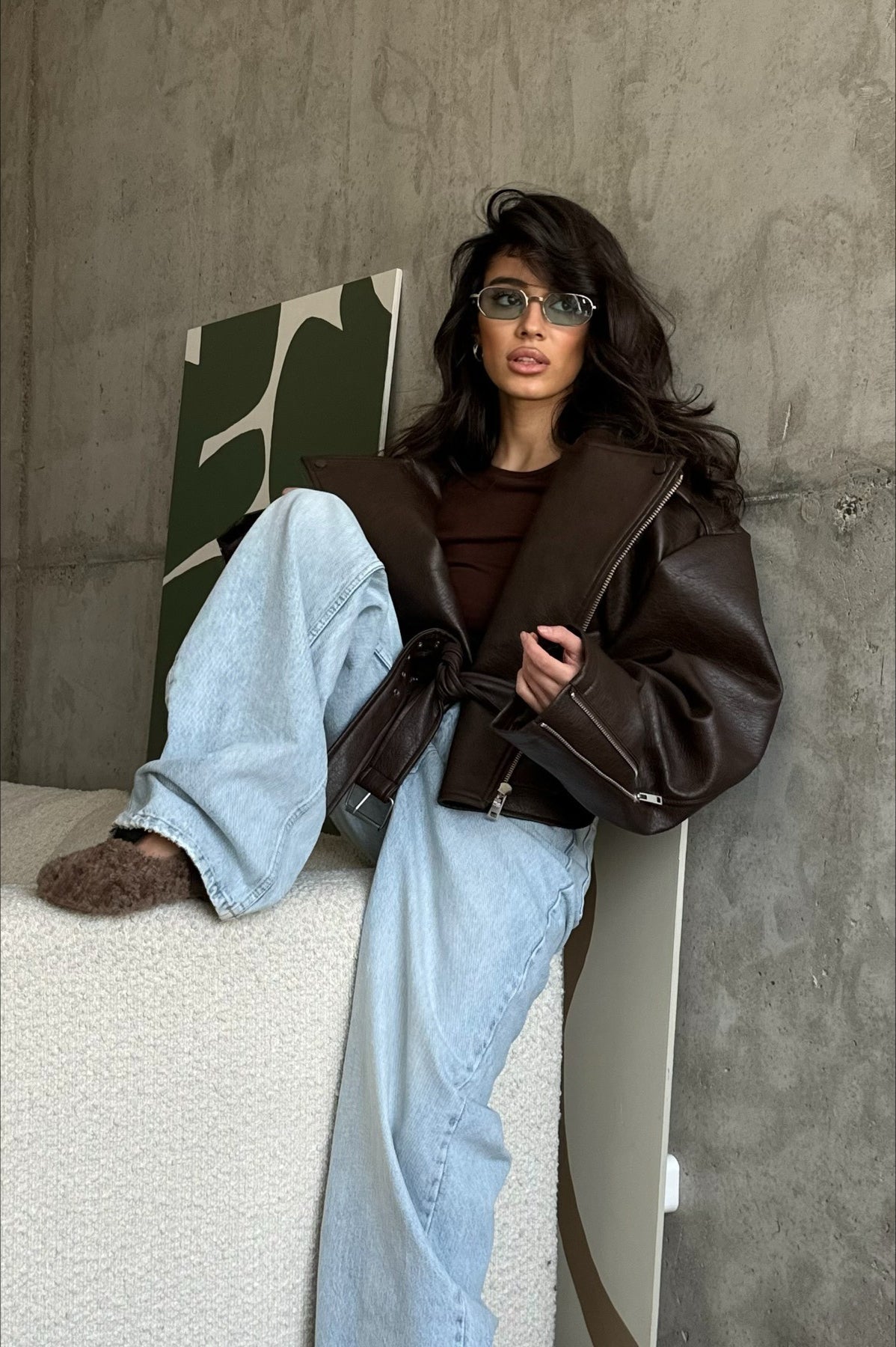 Damen Jacke asymmetrischer Reißverschluss kurzer Schnitt – Bild 4