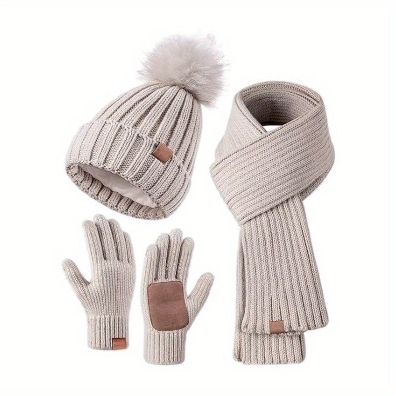 Winterset Mütze Schal Handschuhe Plüschstrick dehnbar – Bild 8