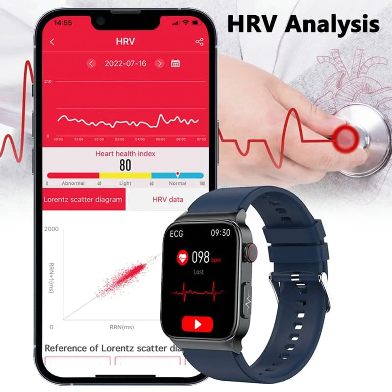 Smartwatch mit EKG, Blutzucker, Temperatur & IP68 Schutz – Bild 6