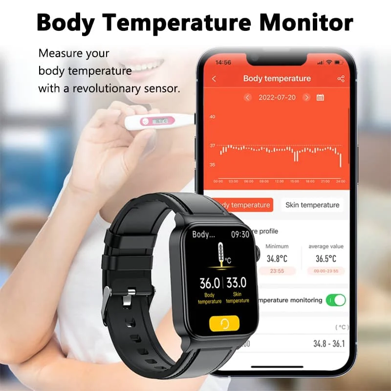 Smartwatch mit EKG, Blutzucker, Temperatur & IP68 Schutz – Bild 8