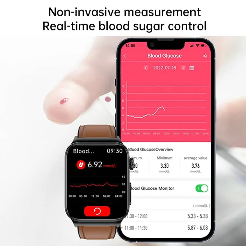 Smartwatch mit EKG, Blutzucker, Temperatur & IP68 Schutz – Bild 9