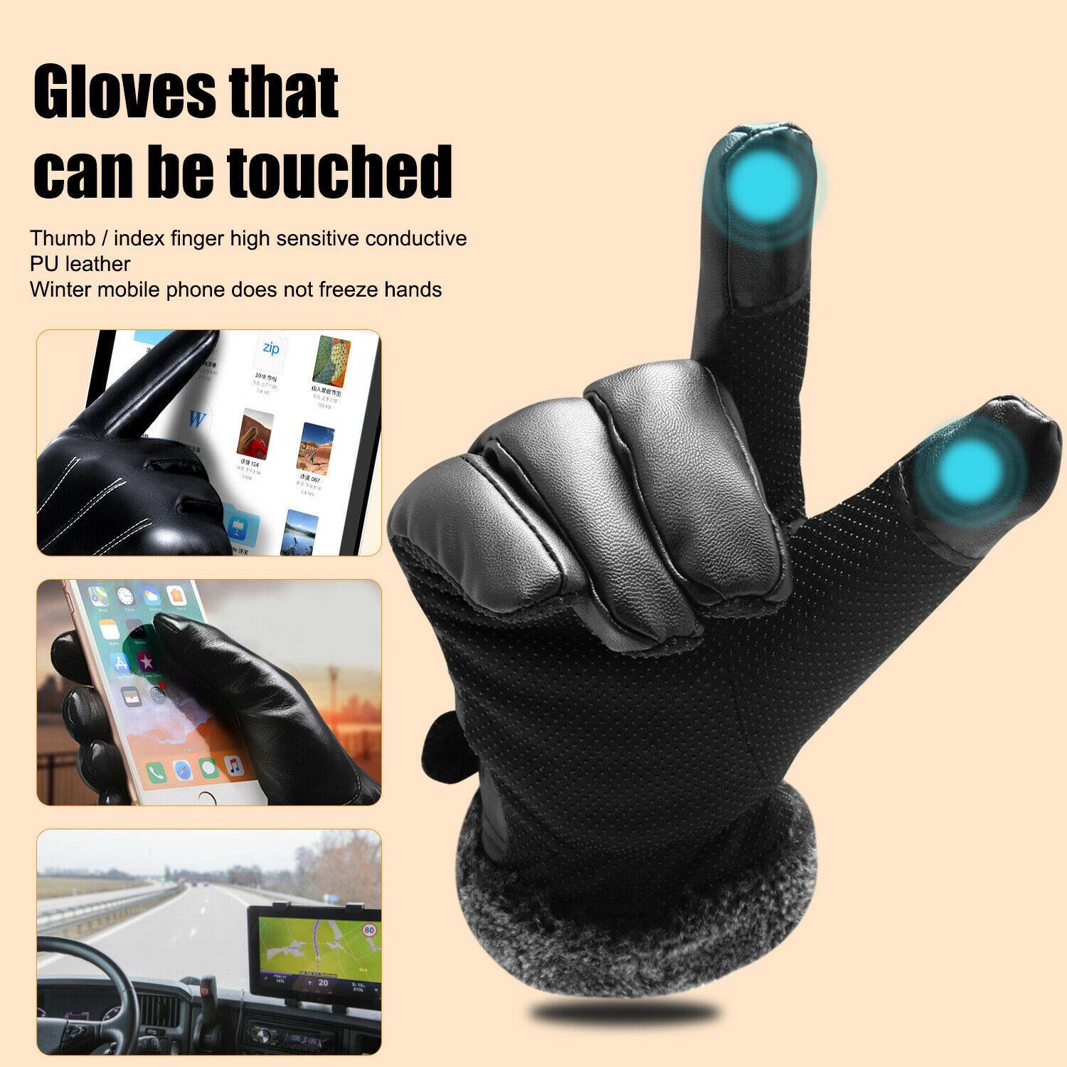Skihandschuhe Leder -30°C Winddicht Rutschfest Touchscreen – Bild 7