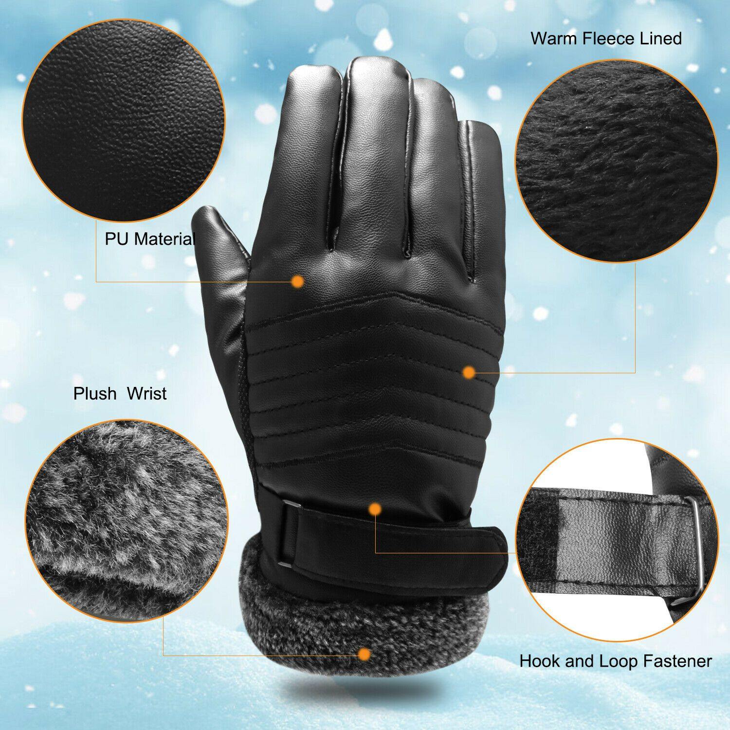 Skihandschuhe Leder -30°C Winddicht Rutschfest Touchscreen – Bild 3