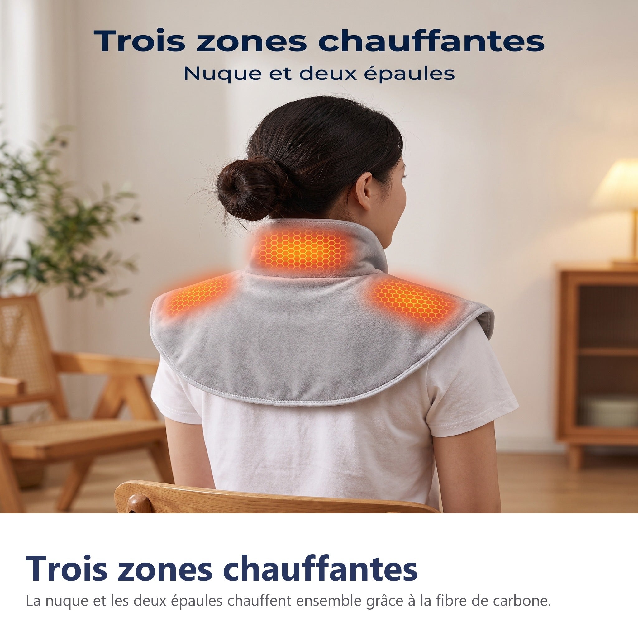 Heizschal Nacken Schultern 3 Heizstufen Vibrationsmassage USB – Bild 2