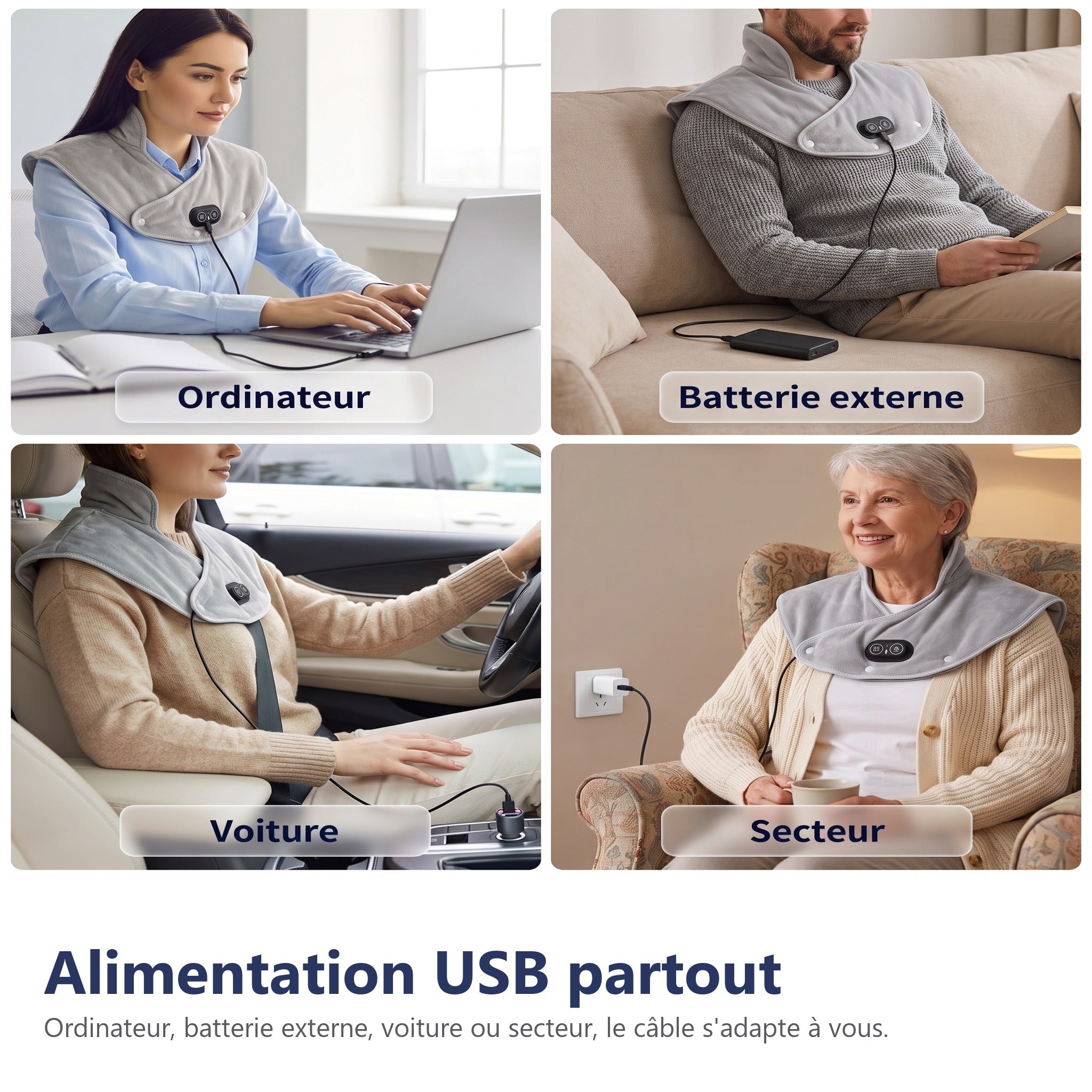 Heizschal Nacken Schultern 3 Heizstufen Vibrationsmassage USB – Bild 5
