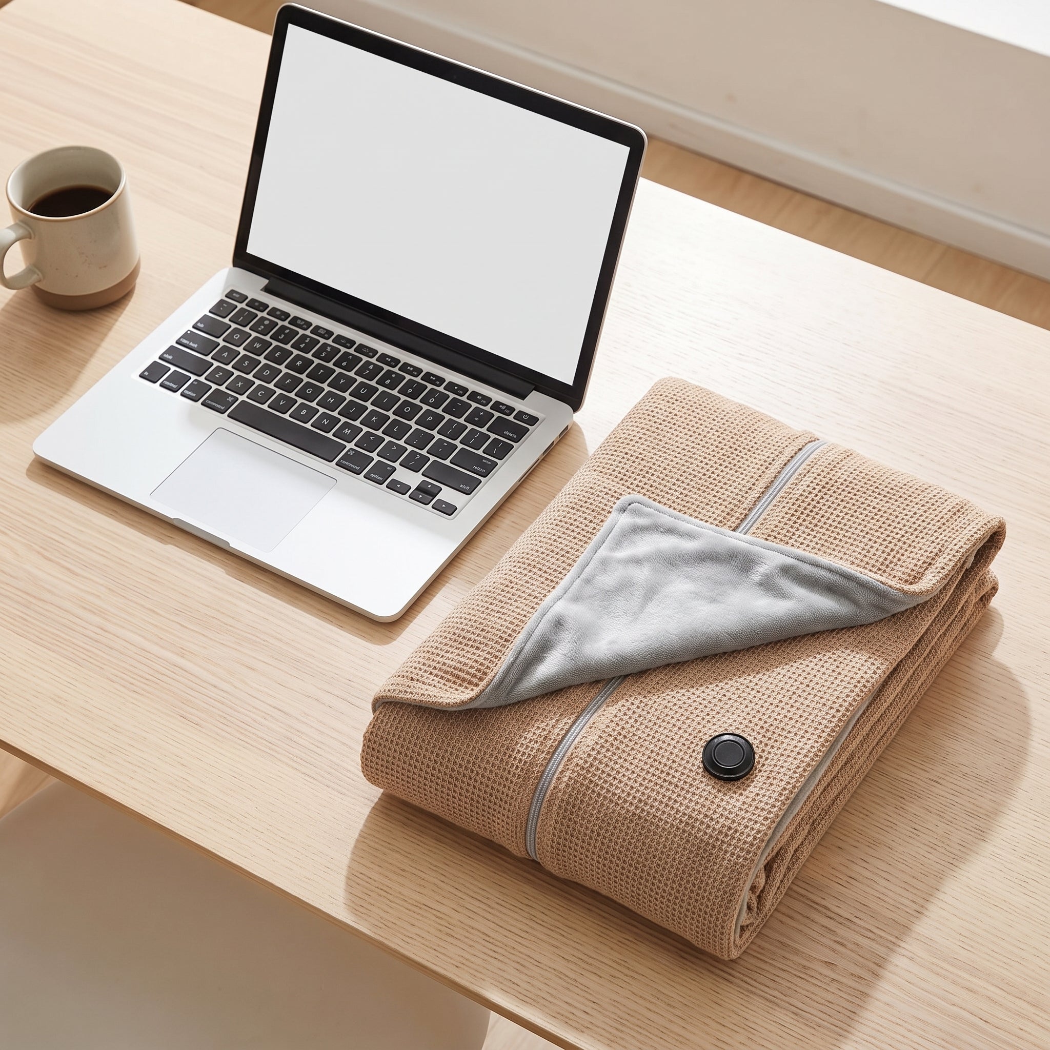 Tragbare Heizdecke mit Kapuze Waffelstrick USB-betrieben – Bild 2