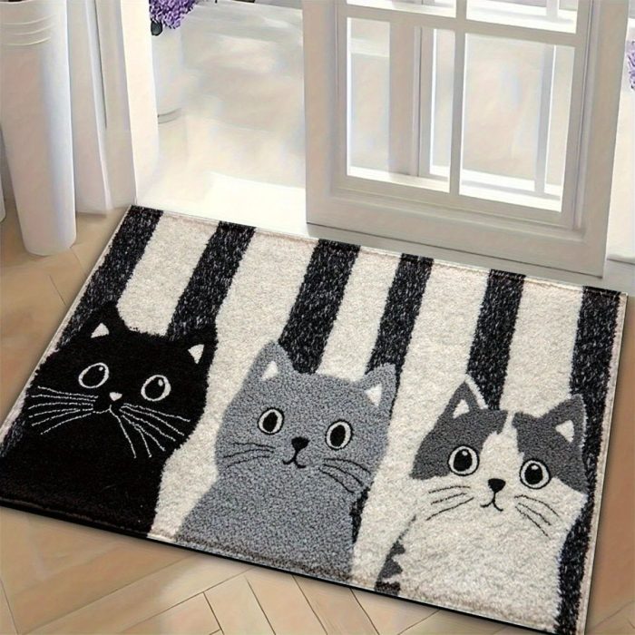 MEOWRUG__Gestreifte_Cartoon-Katzen-Fussmatte_fur_den_Innen-_und_Aussenbereich_1