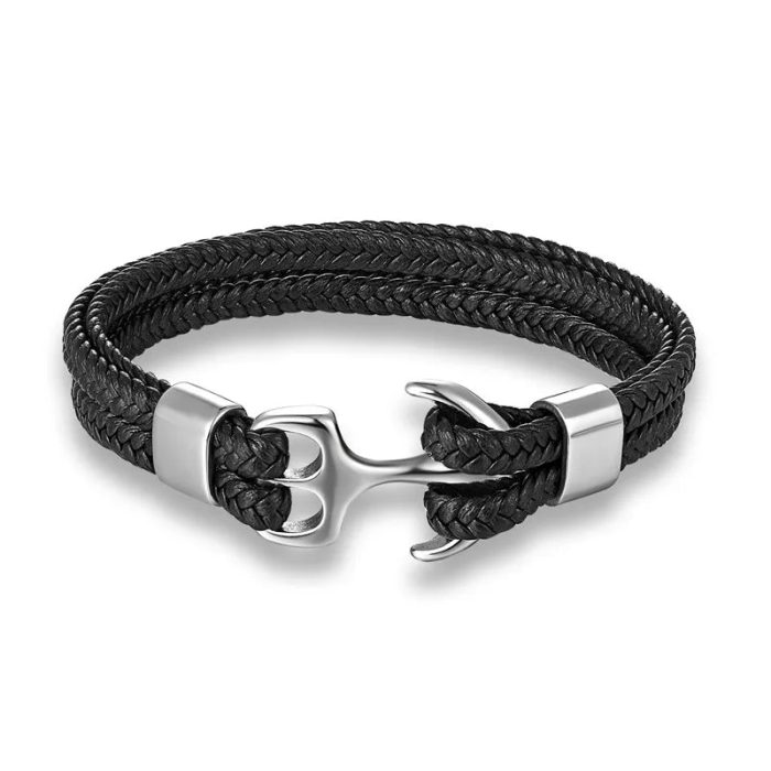 nautical-anchor-leather-bracelet-stylish-mens-jewellery-black-silver-19cm-state_of_style-2